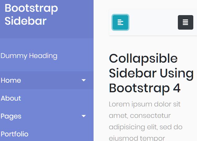 Bootstrap Menu Sidebar Template 2